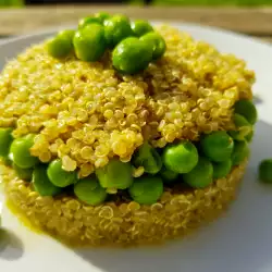 Salat mit Quinoa und Erbsen mit Mandelpesto