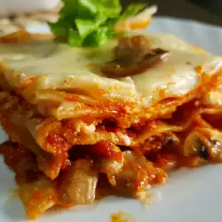Vegane Lasagne mit Tomaten und Champignons