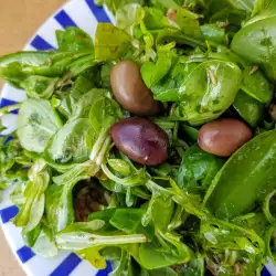 Spinatsalat und Oliven