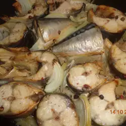Makrelen mit Zwiebeln im Ofen