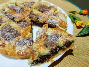 Butterkuchen mit Apfel und Schokoladenfüllung