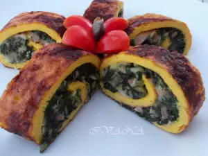 Eierrolle mit Spinat und Speck