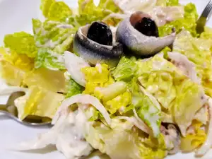 Grüner Salat mit Thunfisch und Anchovis