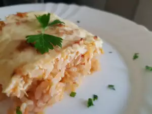 Sauerkraut mit Reis und Saure Sahne Belag