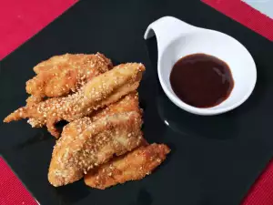 Panierte Hähnchenstreifen mit Sesam