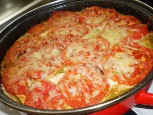 Schichtauflauf aus Zucchini, Tomaten und Reis