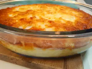 Auflauf mit Kartoffeln, Speck und Sahne