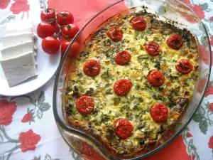 Gemüse Clafoutis mit Ziegenkäse und Cherrytomaten