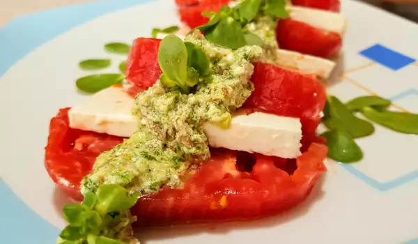 Caprese Salat mit Portulak Pesto