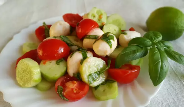 Salat mit Cherrytomaten und Mozzarella