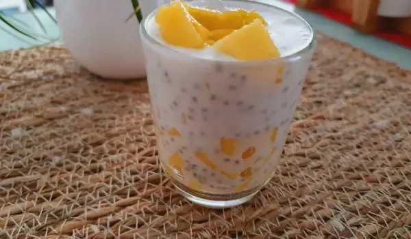 Chiasamen Cremes mit Mango und Kokosnussmilch