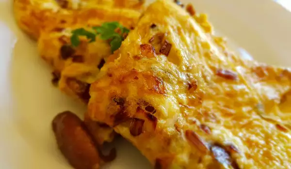 Omelette mit Pilzen und Lauch