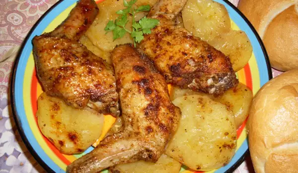 Hähnchenflügel mit Kartoffeln im Ofen