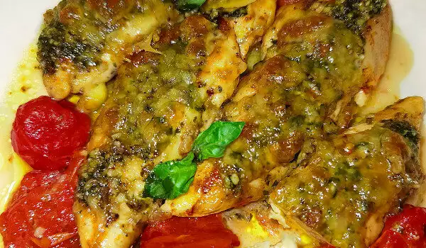 Hähnchen mit Pesto und Mozzarella im Ofen