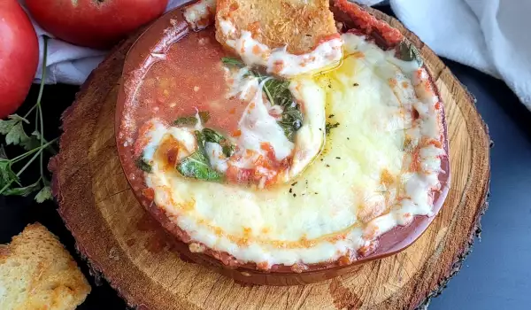 Provolone Käse mit Tomatensoße