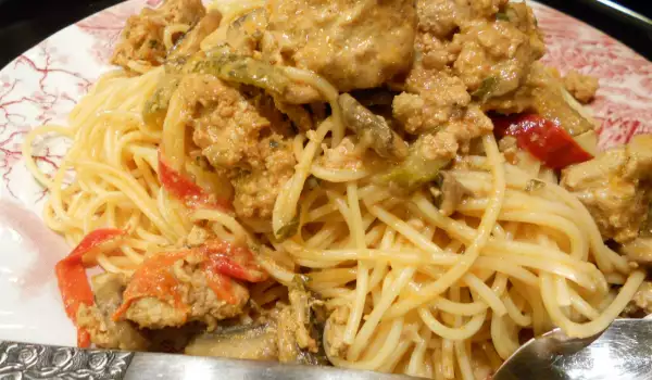 Spaghetti Stroganoff mit Fleischbällchen