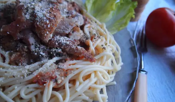 Spaghetti mit Hähnchen und Spinat