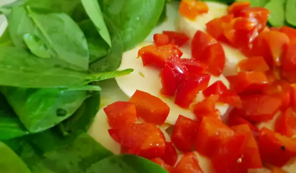 Salat mit Babyspinat, Mozzarella und Honigdressing
