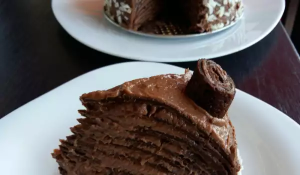 Ein einzigartiger Schokoladenpfannkuchen Torte
