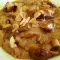 In Butter, Wein und Knoblauch sautierte Shiitake-Pilze