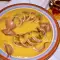 Gefüllter Tintenfisch in Kartoffelcreme mit Safran