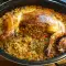 Gefülltes Kaninchen mit Reis und Pilzen