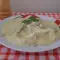 Hühnerfrikassee mit Eier und frischer Milch
