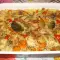 Hähnchen mit Reis und Gemüse im Backofen