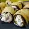 Zucchiniröllchen im Ofen mit Putenfilet und Hüttenkäse