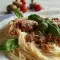 Spaghetti mit Bolognesesoße und Pilzen