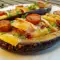 Gebackene Auberginen mit Hähnchen, Cherrytomaten und Brie Käse