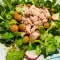 Salat mit Thunfisch, Radieschen, Rucola und Feldsalat