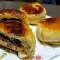 Snacks mit Schokolade in der Pfanne