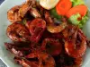 Garnelen auf der Grillplatte mit Soße