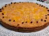 Kuchen mit Pfirsichen und Orangensaft