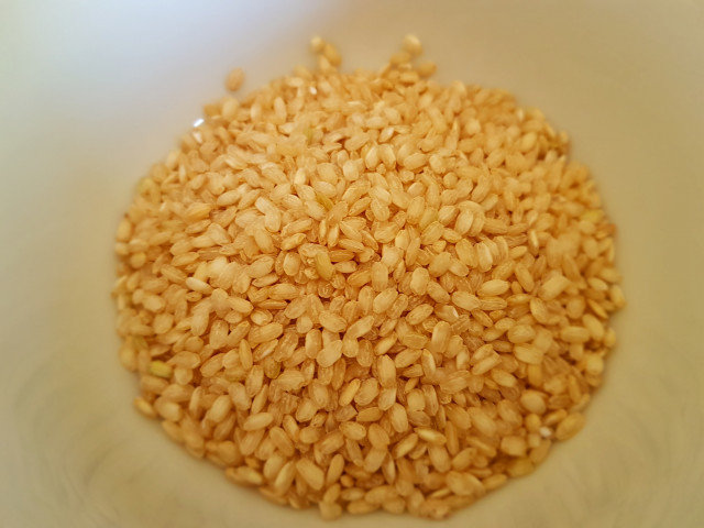 Muscheln mit braunem Reis und Basilikum