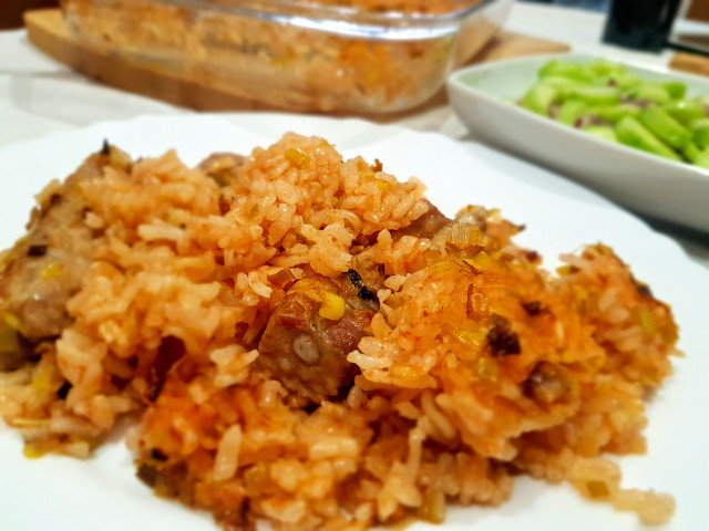 Kraut und Reis mit Rippchen im Ofen